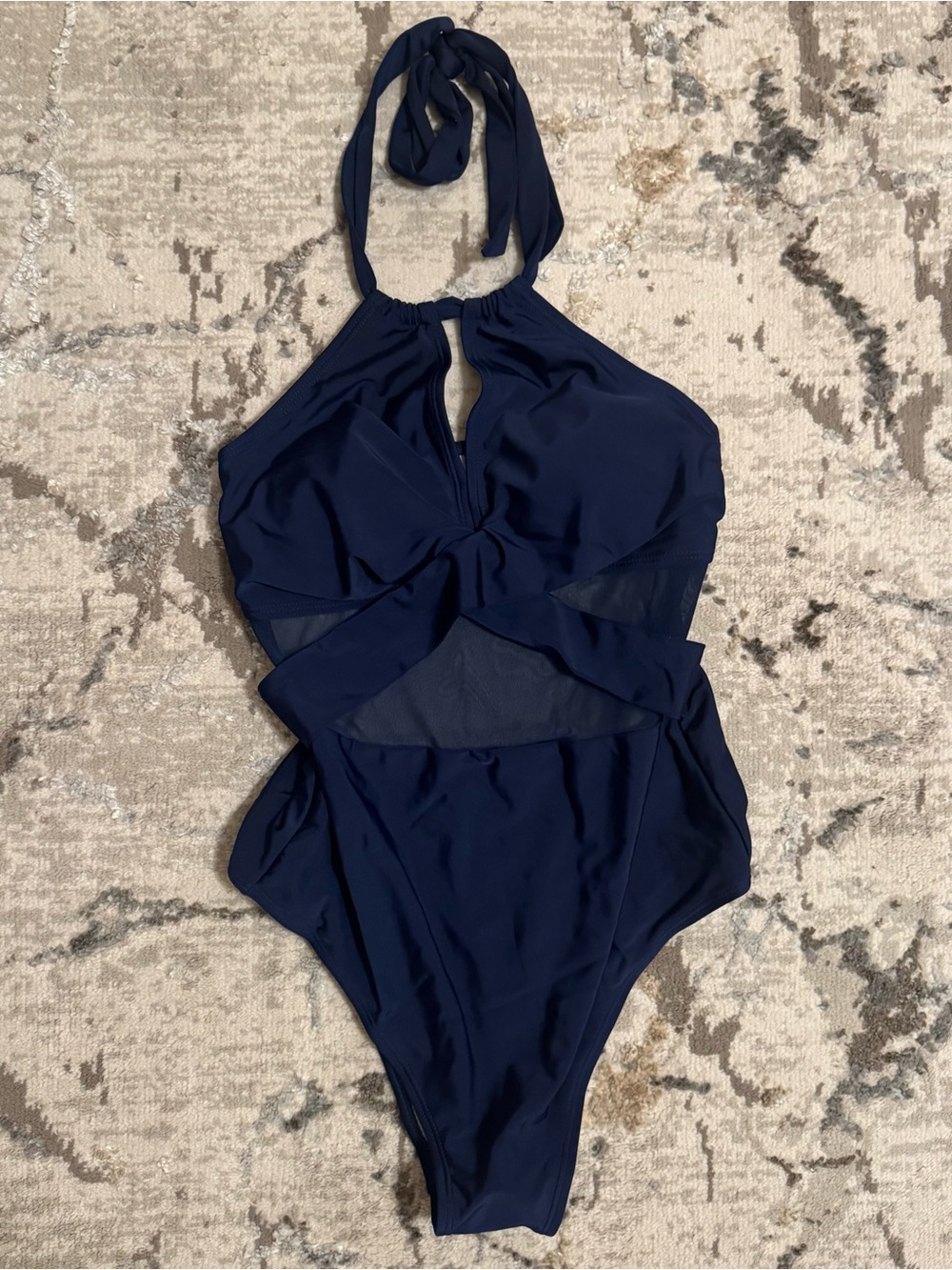 Navy Cutout Halter One-Piece Swimsuit - Women’s Medium. NWT